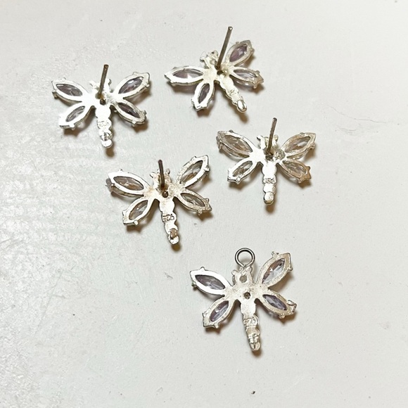 925 STERLING SILVER Set of Dragonfly Post Earrings and Matching Pendant - Picture 2 of 4
